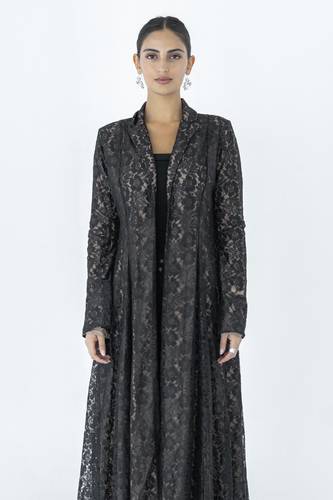 Brown Lining Lace Abaya