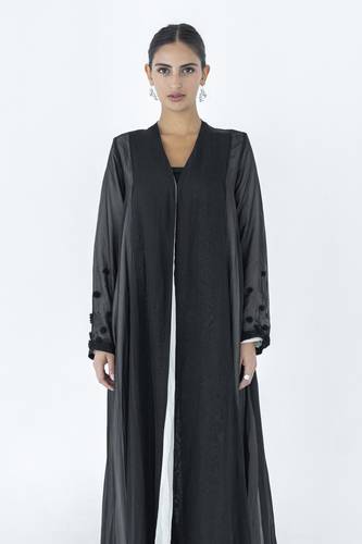 Black on white lining Abaya
