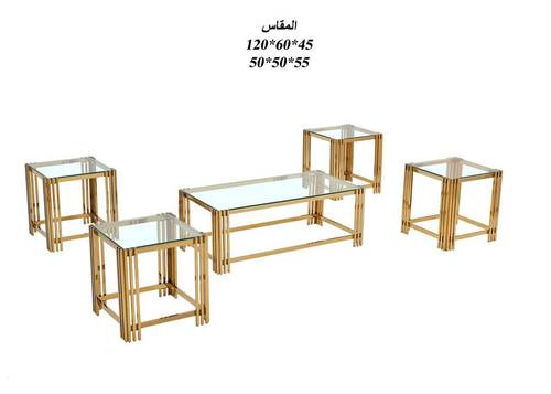 طقم استيل زجاج ذهبي4+1
