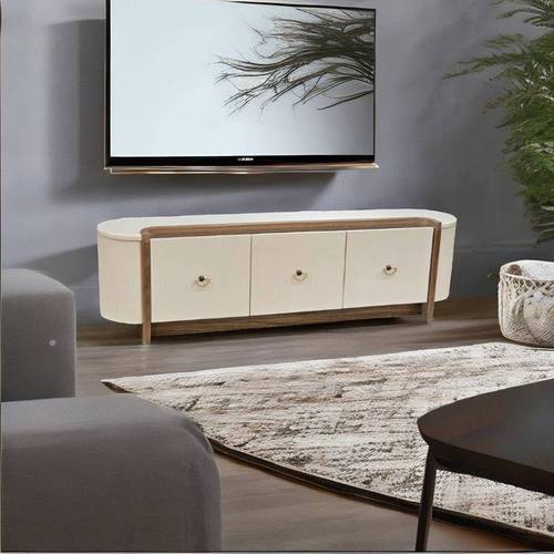 وحدة تلفزيون بنى+ابيض 180×40×50 سم