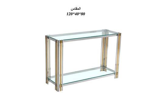كنسول اكرليك زجاج ذهبي و فضي