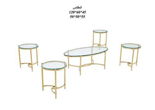 طقم استيل زجاج ذهبي4+1