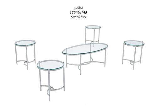 طقم استيل زجاج فضي4+1