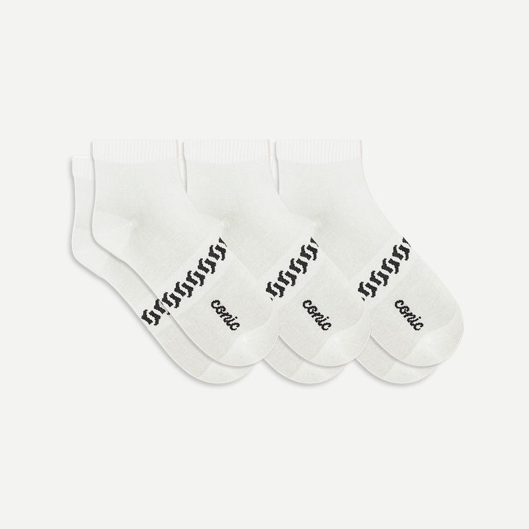 Men's Cotton Quarter Socks 3-pack - White - 39-42