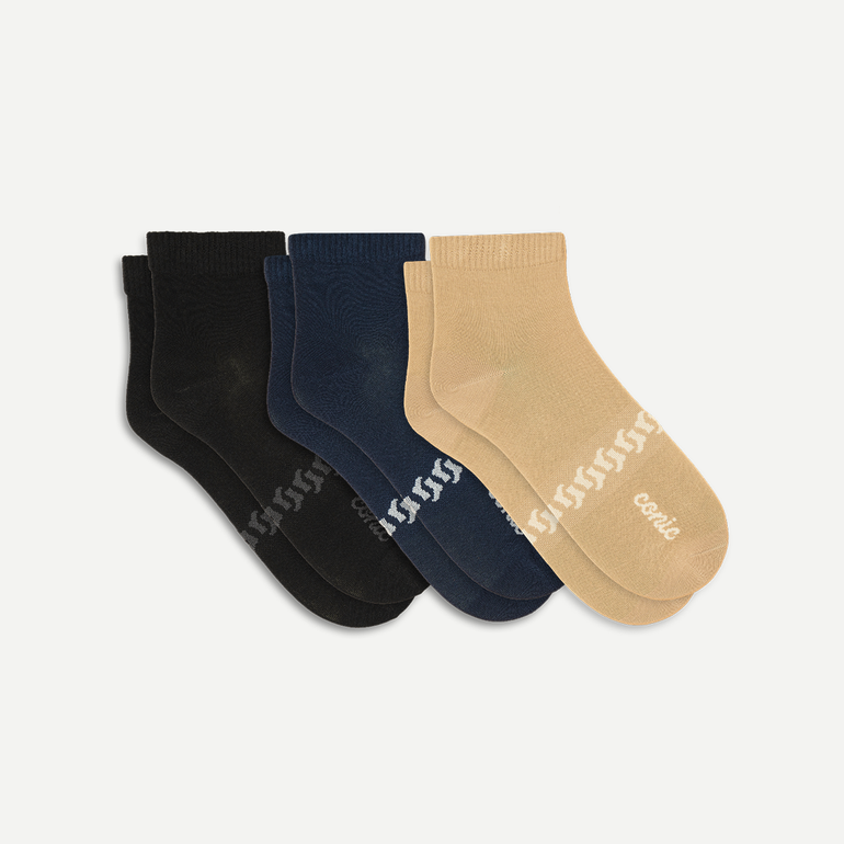 Men's Cotton Quarter Socks 3-pack - Mix - 39-42