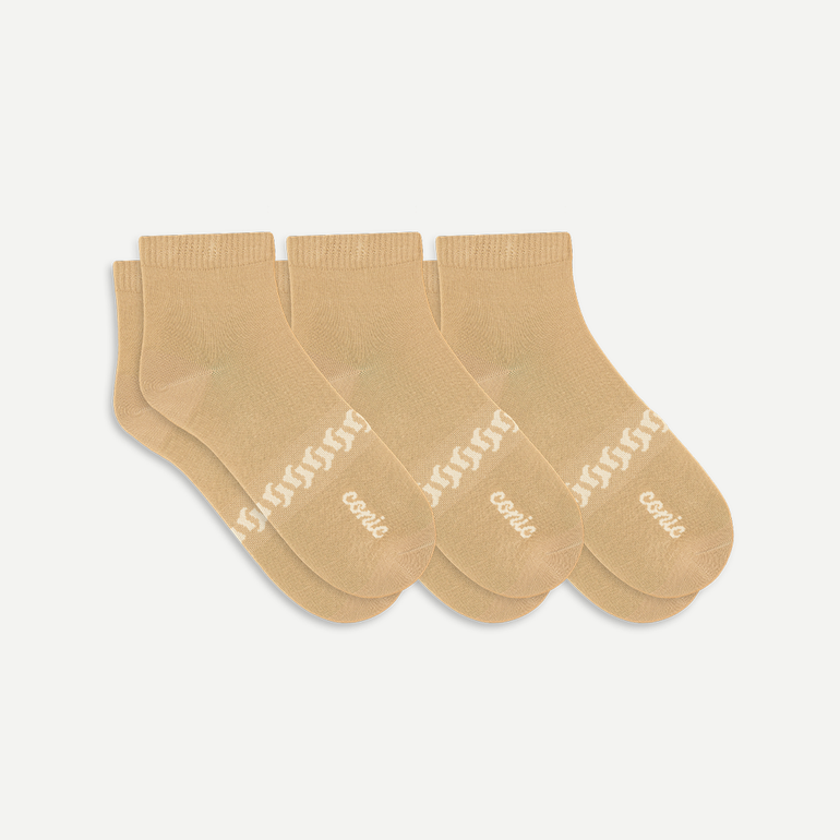 Men's Cotton Quarter Socks 3-pack - 39-42 - Beige