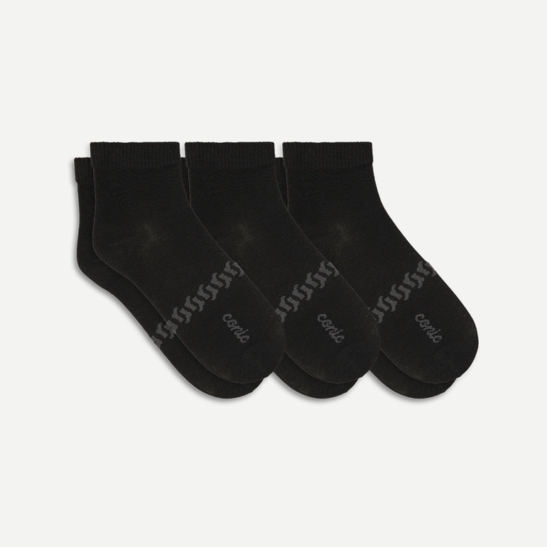Men's Cotton Quarter Socks 3-pack - 39-42 - Black