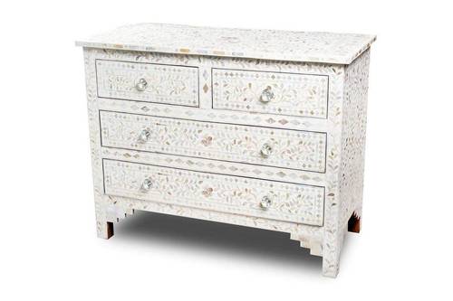 WHITE Bed Side of seashells - special decorated