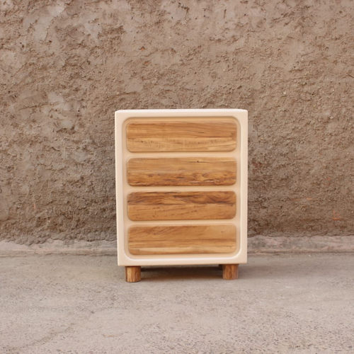 Wooden cabinet 4 door - white _Gray