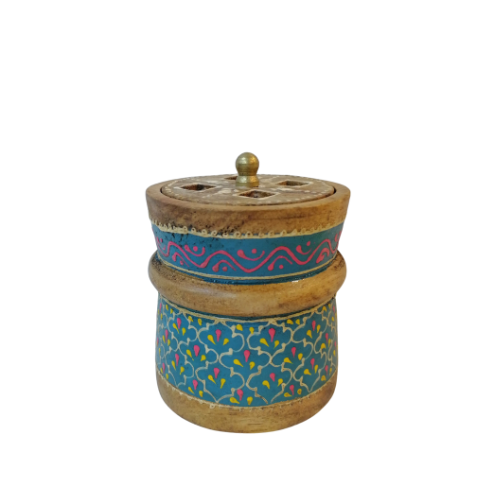 Hand-painted small wooden round box