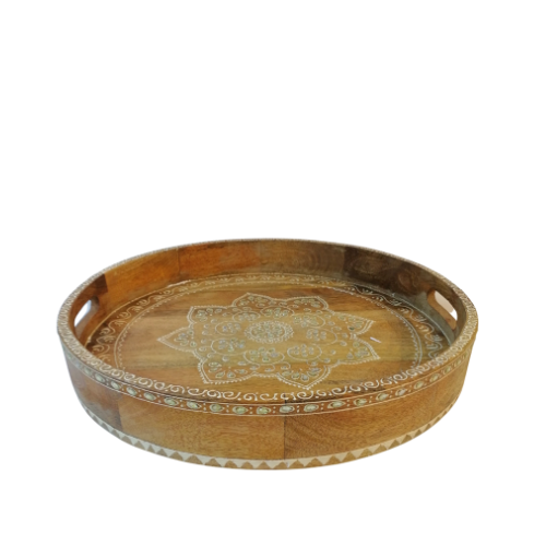 Wooden Round Tray -larger- White