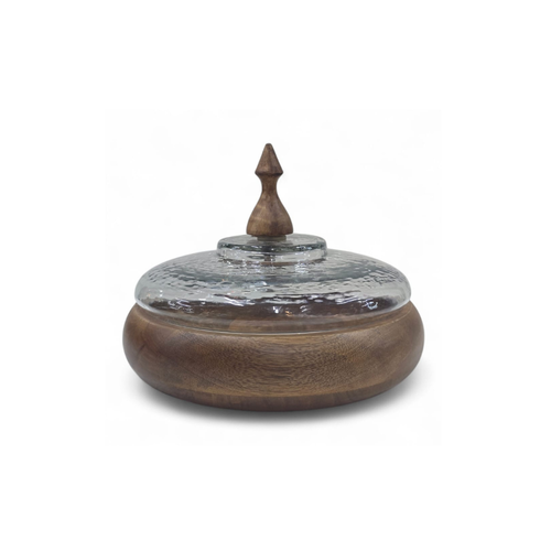 Round  Wooden Box With glass