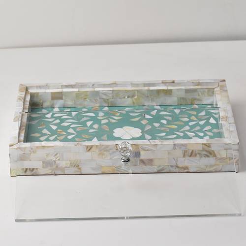 Mother of pearl tray with acrylic cover- Green