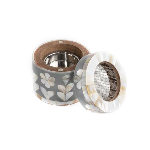 Round Silver seashell mubkhar - Big