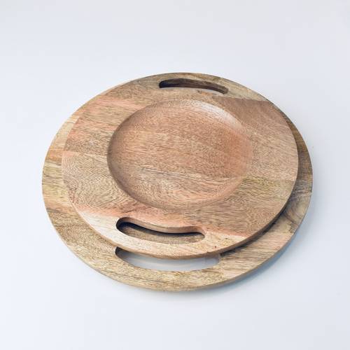 Wooden Round Trays Set