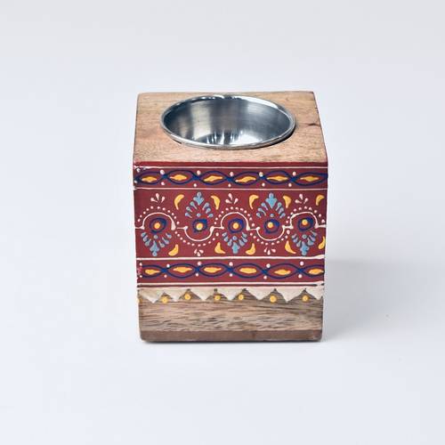 Hand-painted wood box burner - small