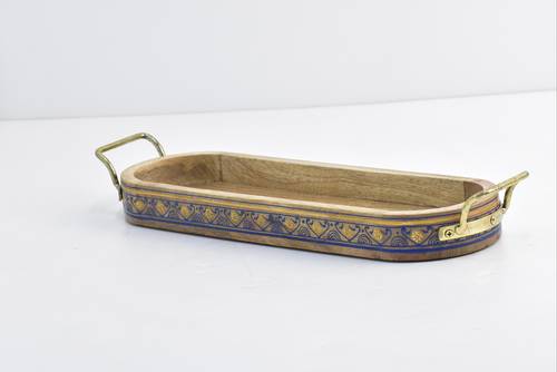Wooden Round Tray - Blue