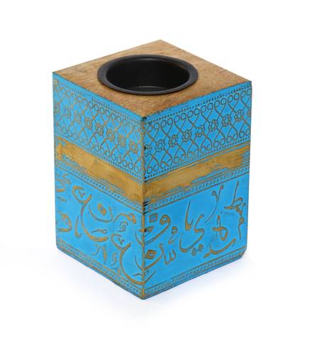 Wood Mubkhar with copper -blue