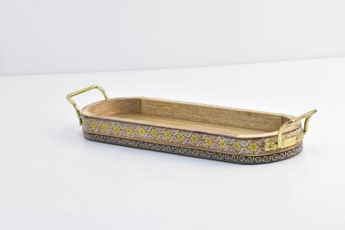 Wooden Round Tray - Yellow