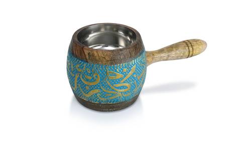 Mango Wood Mubkhar  - blue