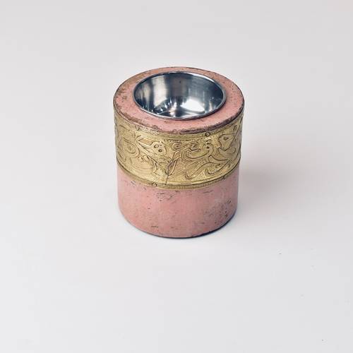 Copper Circular Wooden Incense Burner - Pink