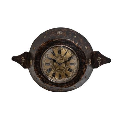 Round wall clock made of old wood