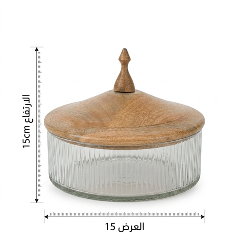 Round bowel gals with wooden cover