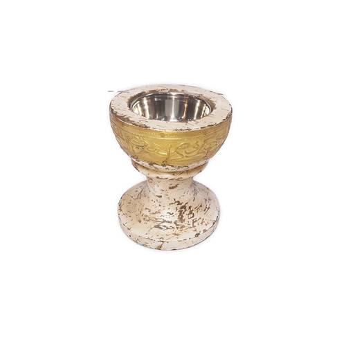 Wooden incense burner with brass - small