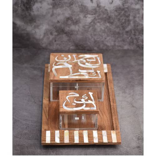 Sweets Set of Pearl and Teak Wood