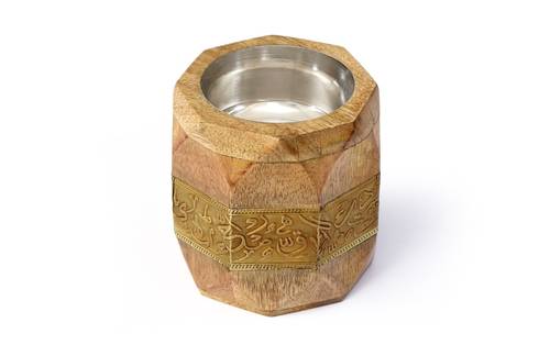 Mango Wood Hexagonal Mubkhar - gold