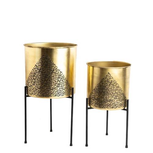 Stainless steel planter set - gold