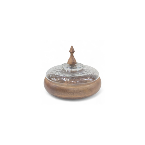 Round Natural Wooden Box With glass