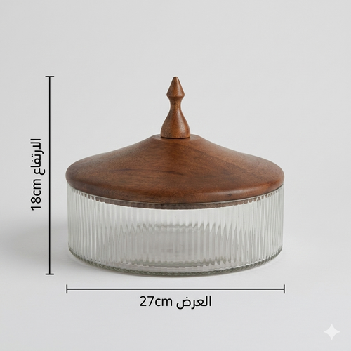 Round bowel gals with wooden cover