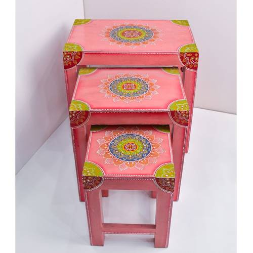 Wooden table set - Hand-painted