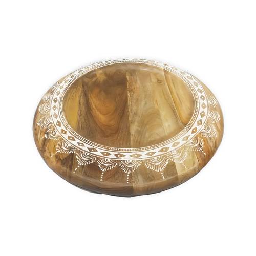 Wooden Round Tray - small-White