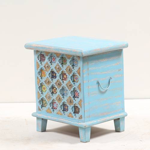 Wooden Box With Copper - Blue
