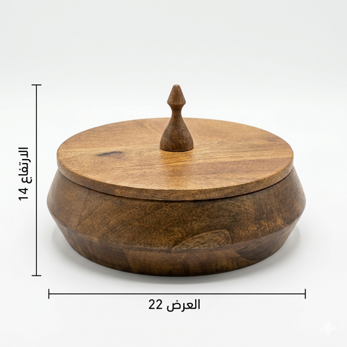  علبة خشب بني دائرية - مقاس صغير