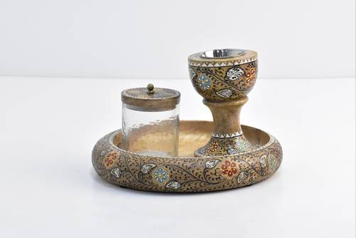 Round Natural Wooden Bokhor Set 