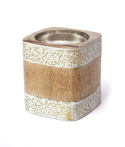 Mango Wood Square Mubkhar - white