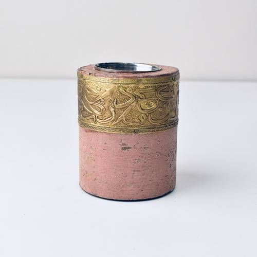 Copper Circular Wooden Incense Burner - Pink
