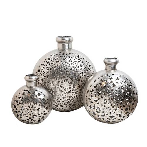 Round candle holder set - stainless steel