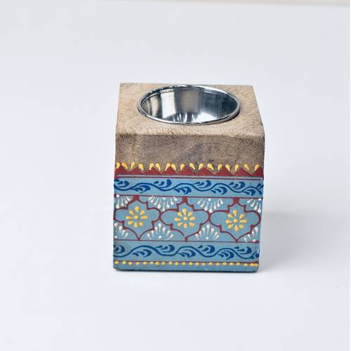 Hand-painted wood box burner - large