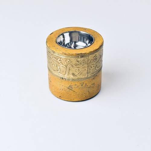 Copper Circular Wooden Incense Burner - Yellow