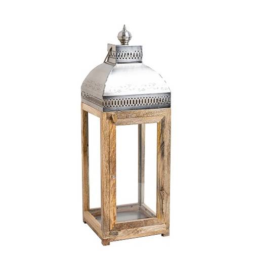 Wood and glass candle holder