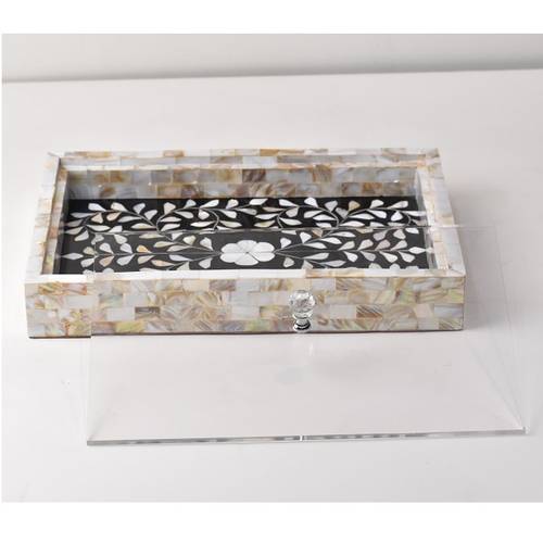 Mother of pearl tray with acrylic cover- Black