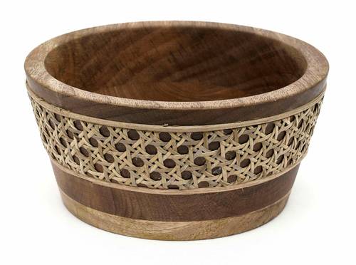 Wooden planter with rattan - Small
