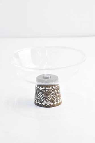 Acrylic bowl with wooden stand - big