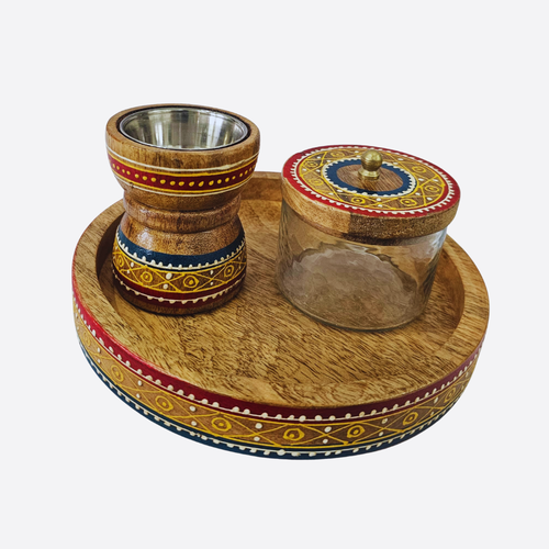 Wood Round Mubkhar Set