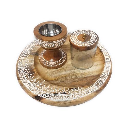 Natural wood burner set - large - white
