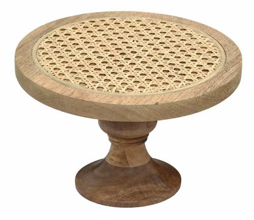 Wooden cake stand with rattan